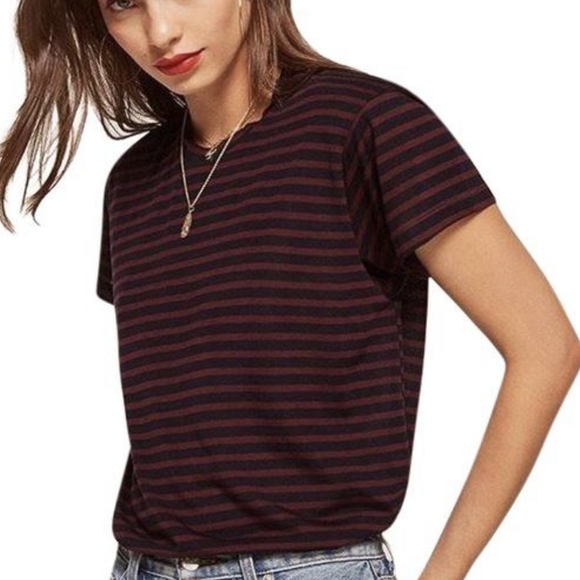 REFORMATION Plush Relaxed Crew Rugby Strip SIZE XS - Picture 2 of 8